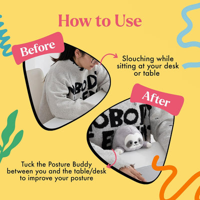 Lilly's Love Posture Pal - Posture Improvement for Men, Women & Kids - Ideal for The Office, School, Desk & Travel - Plush Stuffed Animal, Sloth
