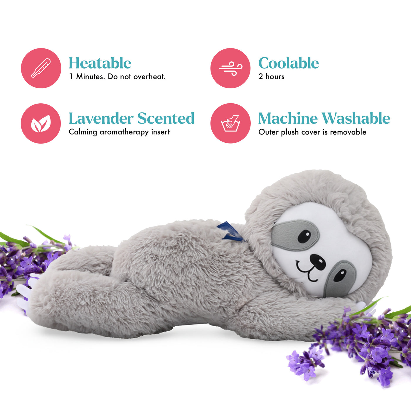 Lilly's Love Heatable & Coolable Lavender Scented Stuffed Animal - Microwavable Heatable Pad for Kids & Adults - Machine Washable Plushie w/Removable Inner - Calming Stuffed Animal for Anxiety